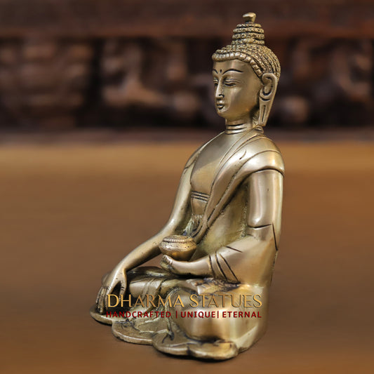 Brass Buddha in Varada Mudra, Golden Finish, 6"