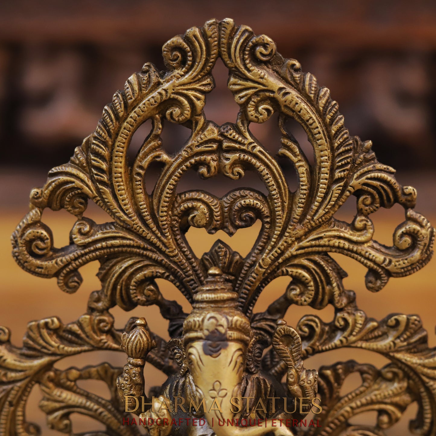 Brass Blessing Ganesh Diya, Fine Golden Finish 7"