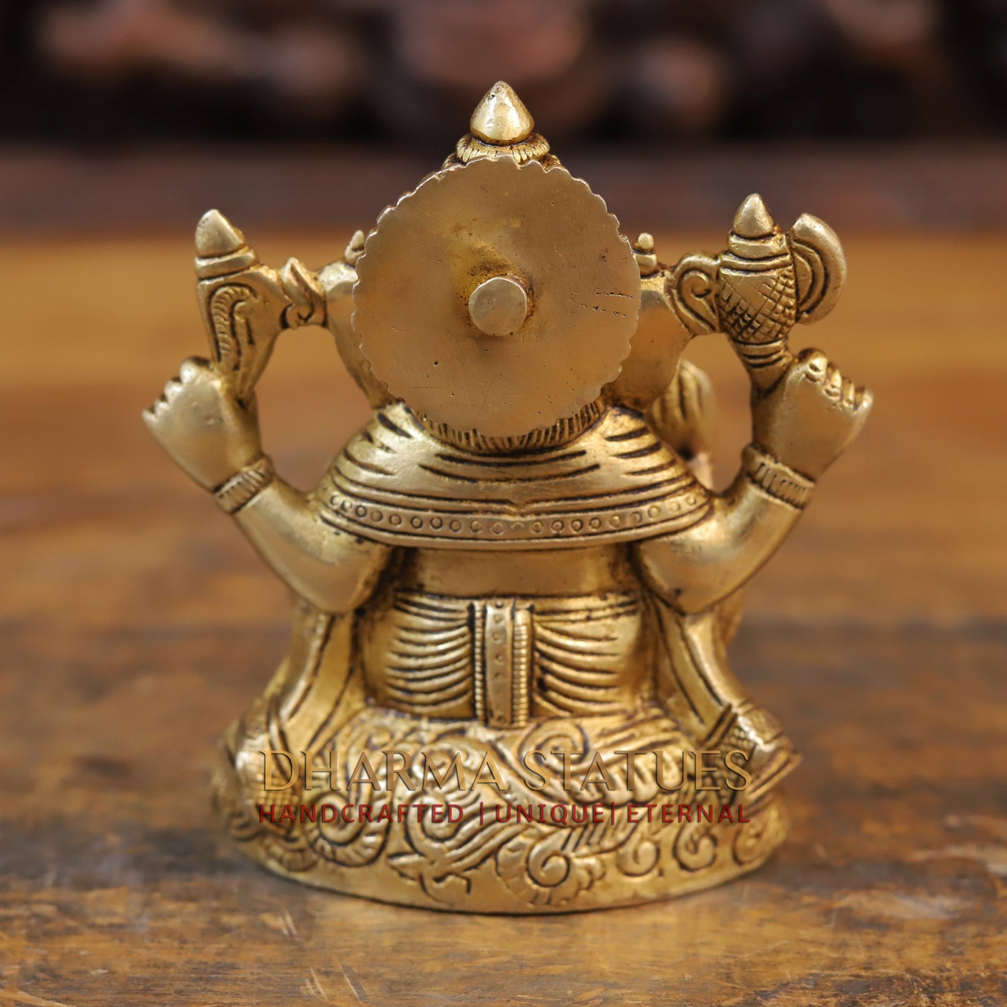 Brass Ganesh Statue, Fine Golden Finish 5"