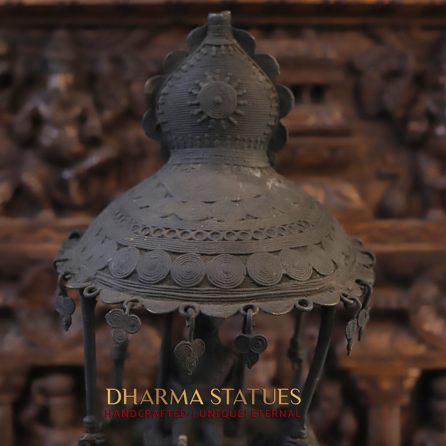 Brass Elephant with Mahout, Black Patina Finish, 32"