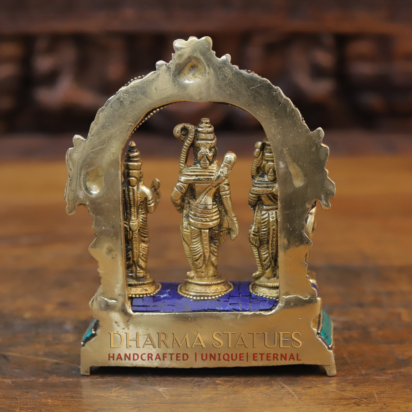 Brass Ram Darbar, Stone & Golden Finish, 7"