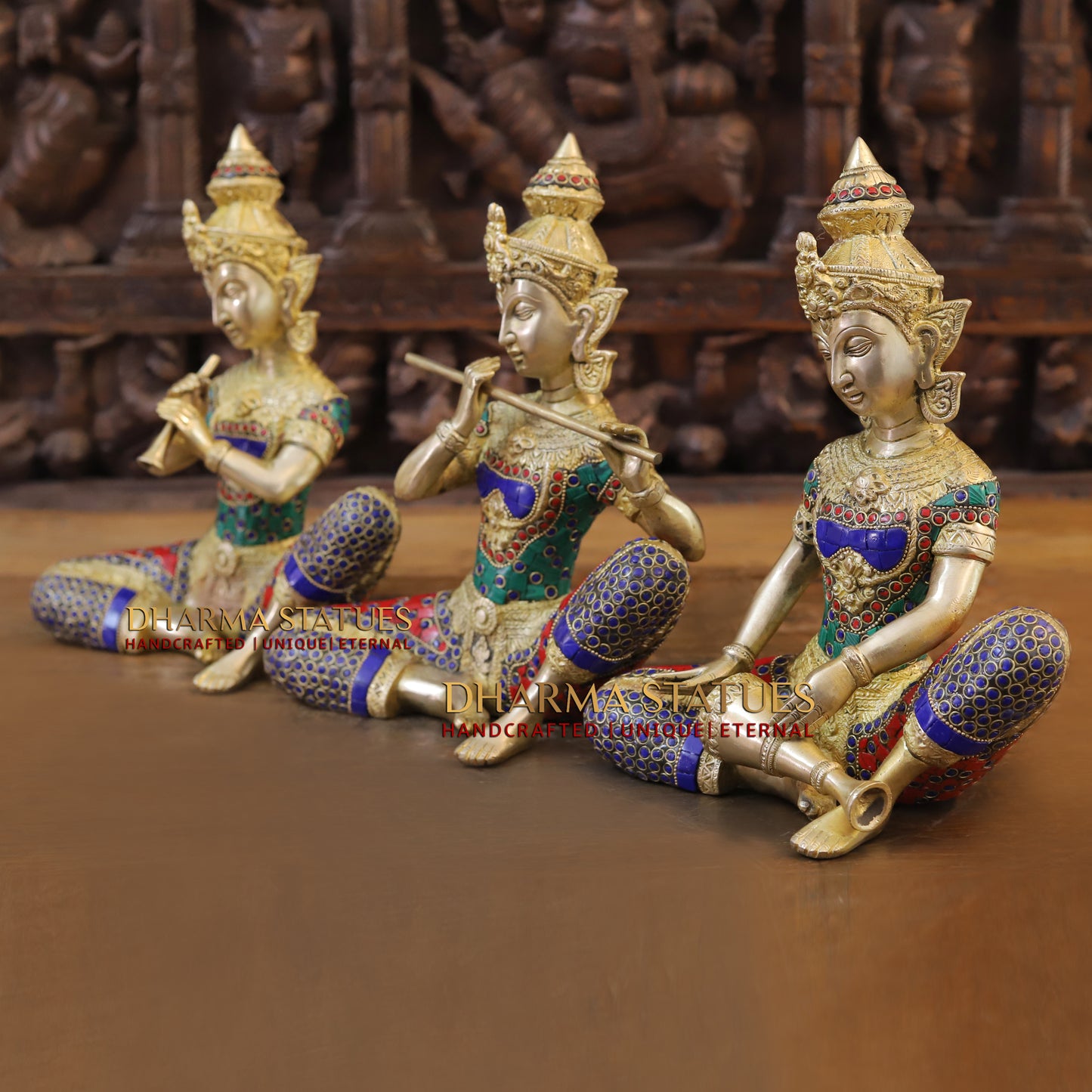 Brass Jalsa Thai Mystical Musicians, Golden & Stonework, 12"