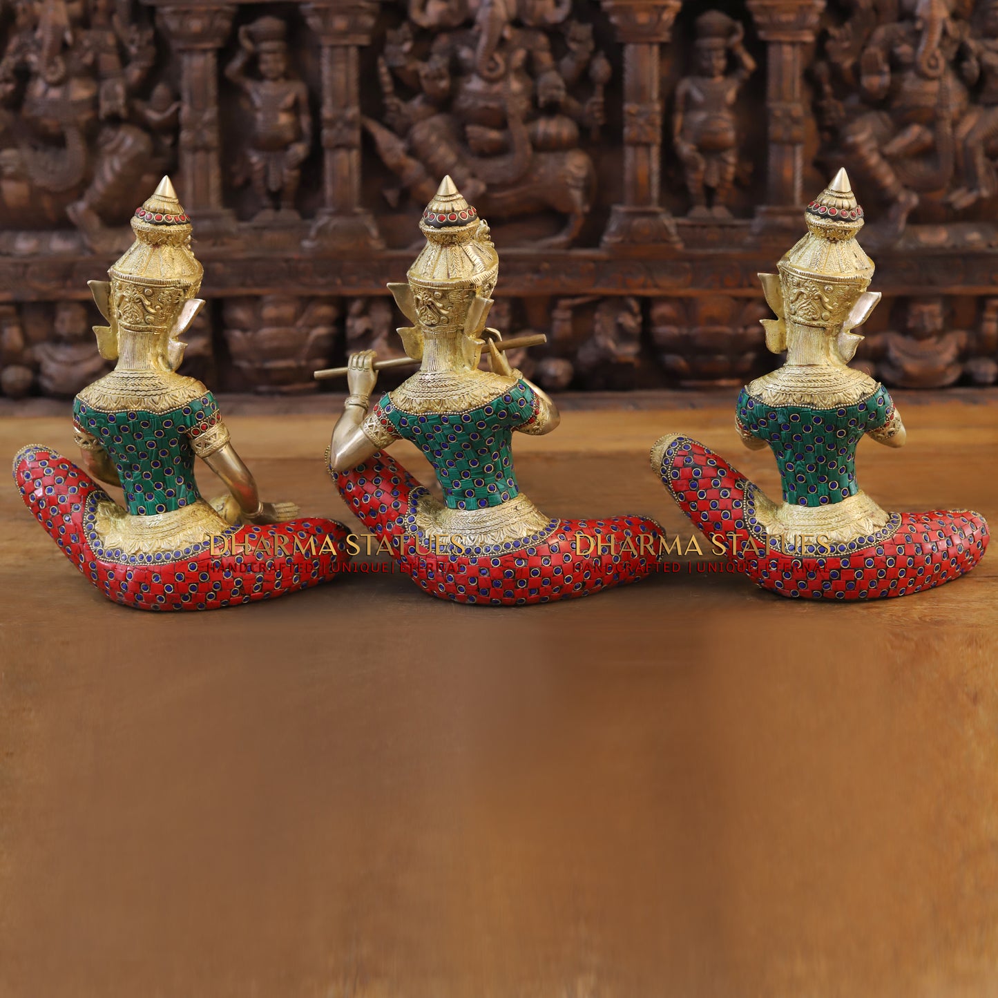 Brass Jalsa Thai Mystical Musicians, Golden & Stonework, 12"