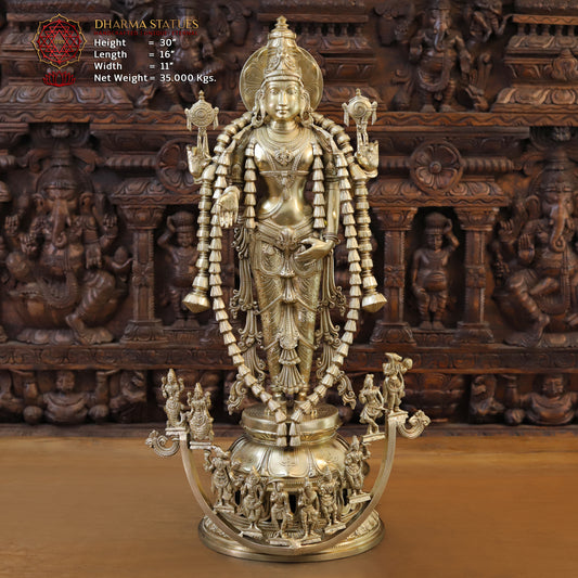 Bronze Vishnu Balaji in his 10 Avatar, Fine Golden Finish, 30" (Made in swamimalai)