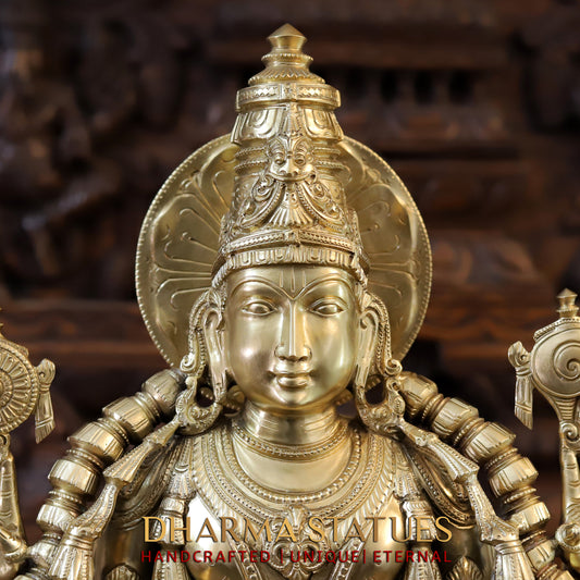 Bronze Vishnu Balaji in his 10 Avatar, Fine Golden Finish, 30" (Made in swamimalai)