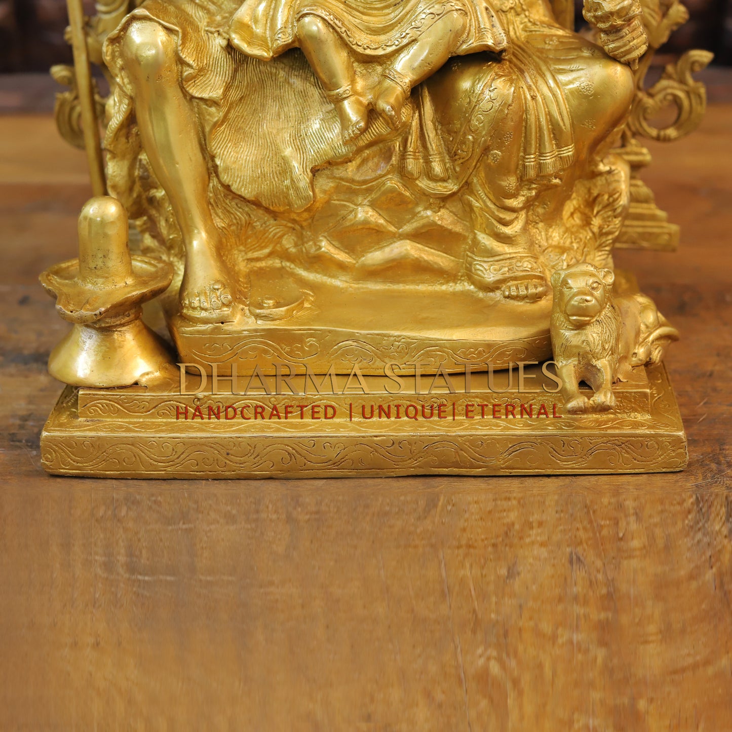 Brass Shiva Family with Ganesh &  Parvati on Kailash Mountain, Fine Golden Finish, 22"