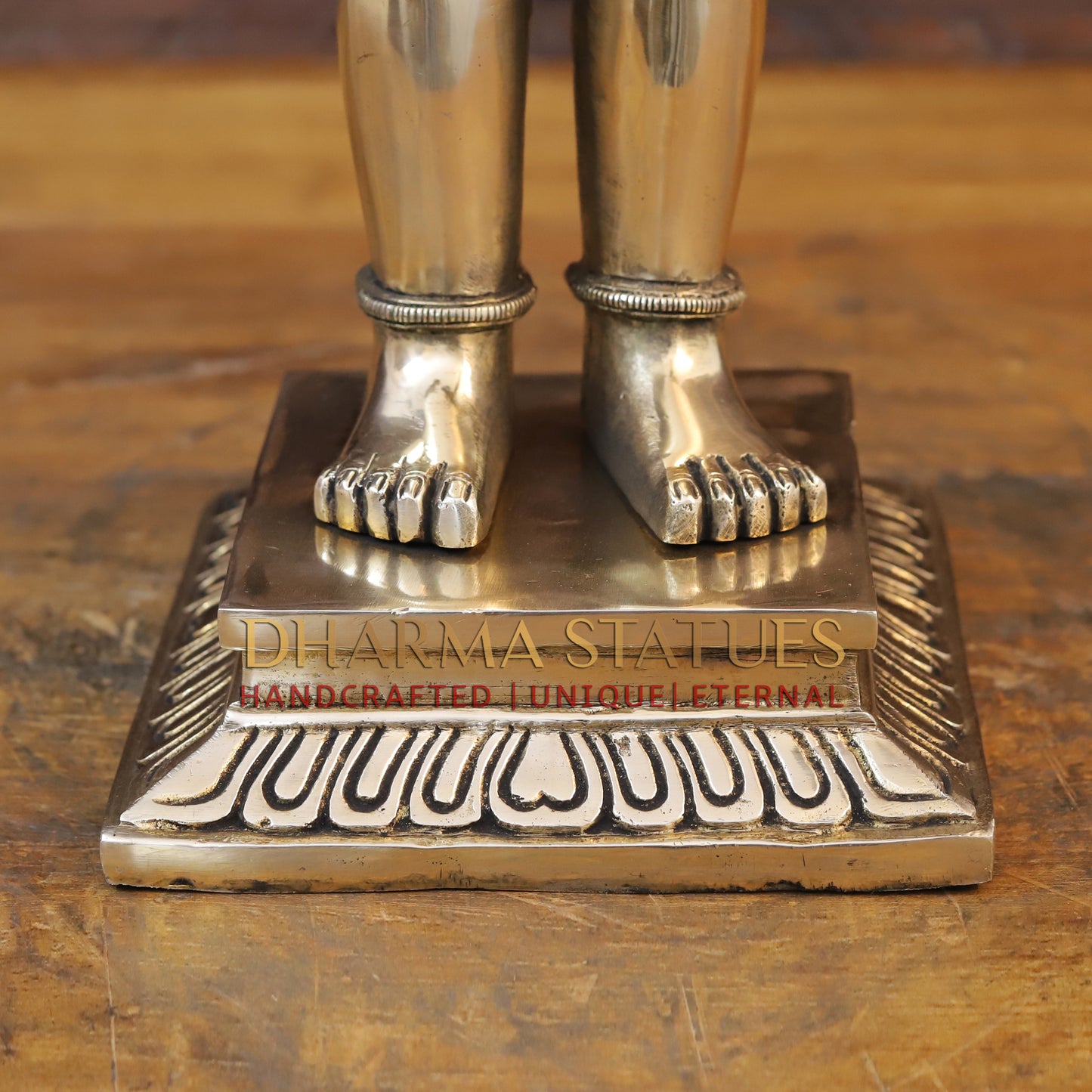 Brass Hanuman Standing in Blessing Position, Fine Gold Finish, 22.5"