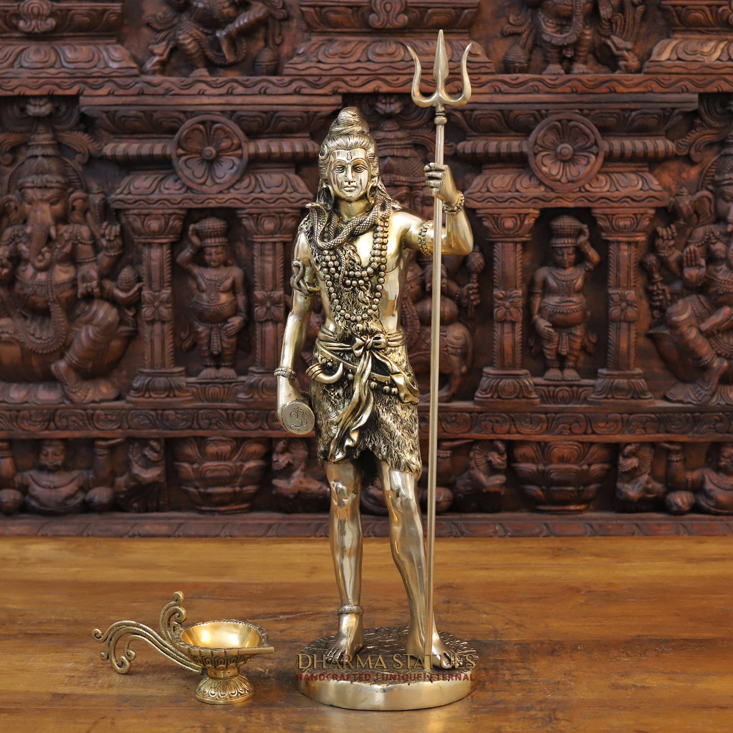 Brass Shiva Standing, Golden Finish, 26"