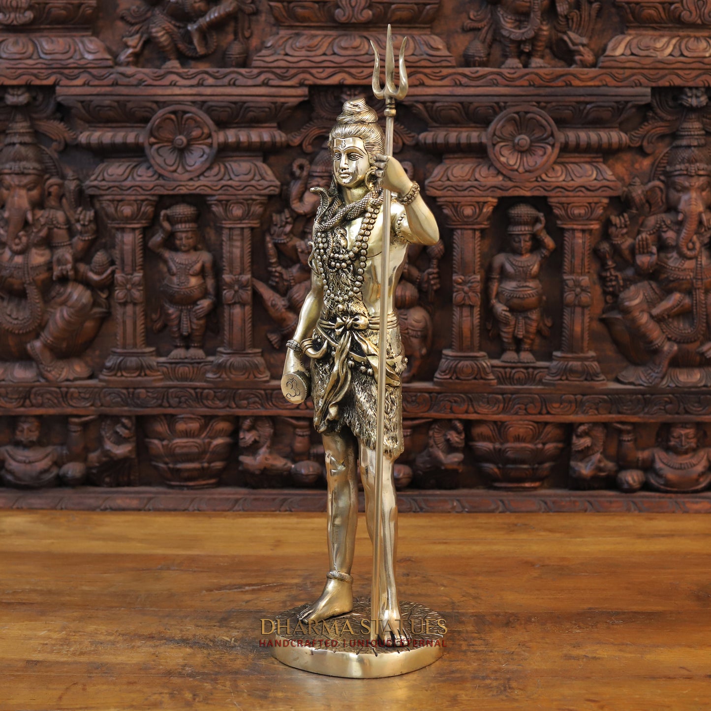 Brass Shiva Standing, Golden Finish, 26"