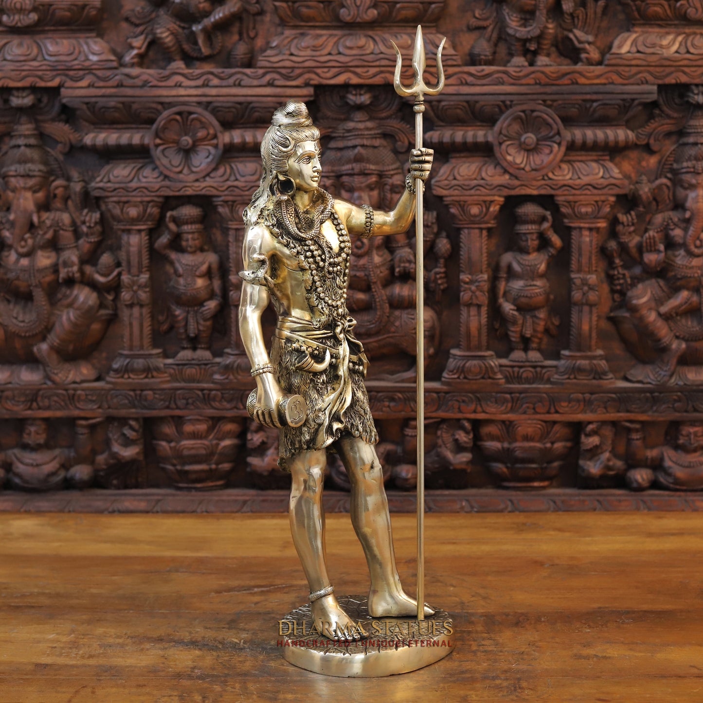 Brass Shiva Standing, Golden Finish, 26"