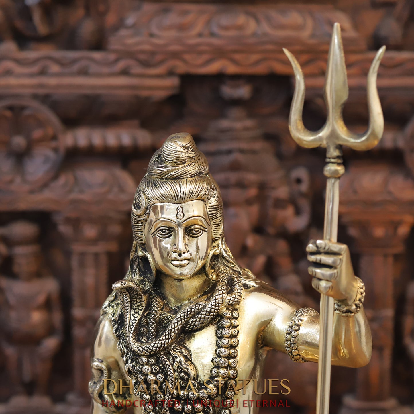 Brass Shiva Standing, Golden Finish, 26"