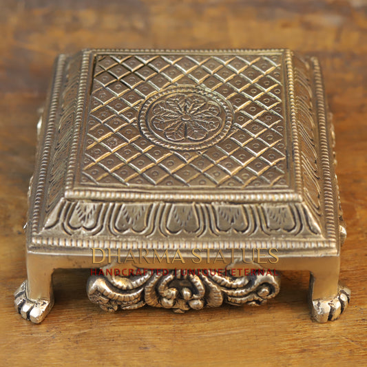 Brass Chowki, Golden Finish, 2.5"