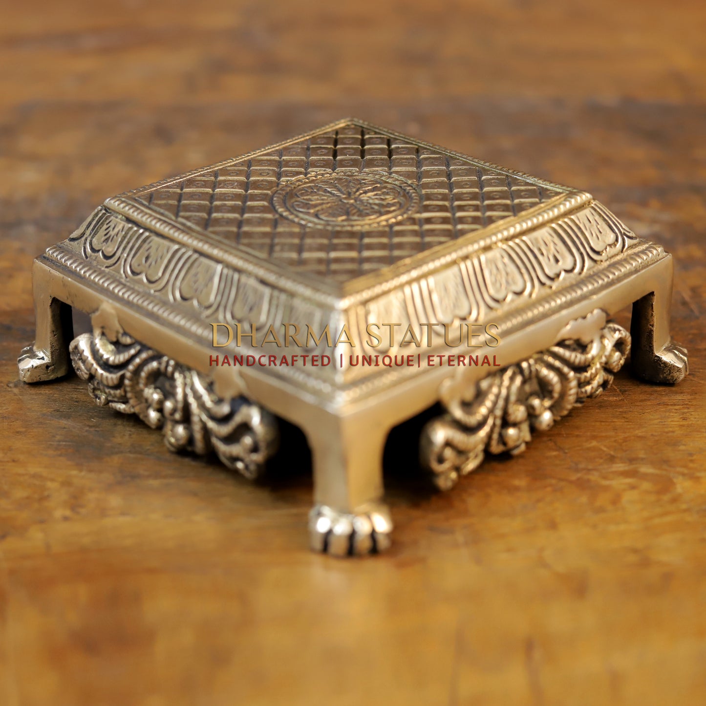 Brass Chowki, Golden Finish, 2.5"