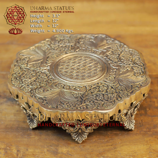 Brass Chowki, Golden Finish, 3.5"