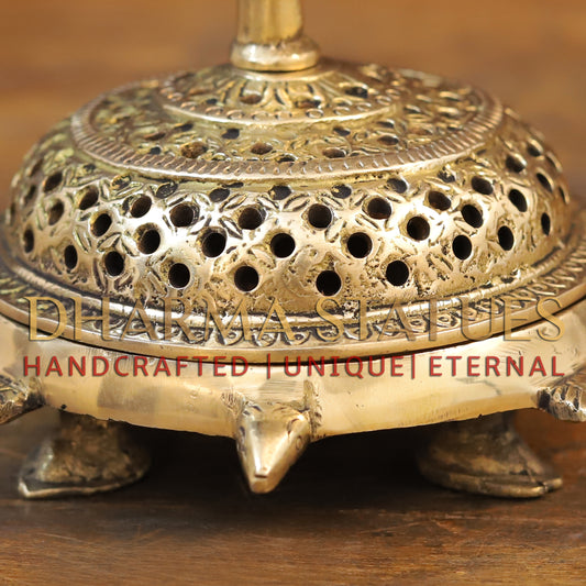 Brass Peacock Incense Burner, Gold Finish, 5.5"