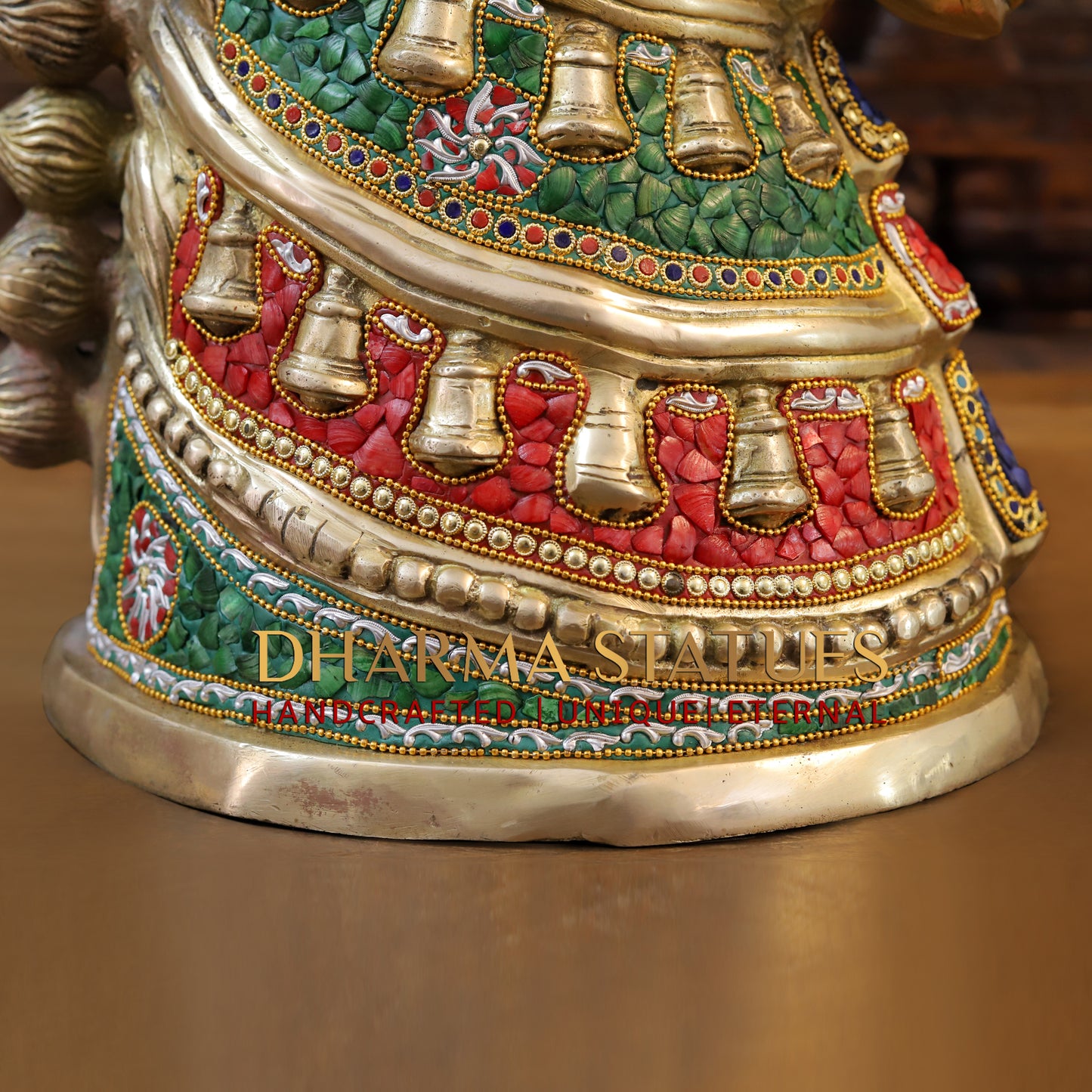 Brass Horse Face, Stonework & Golden Finish, 22"