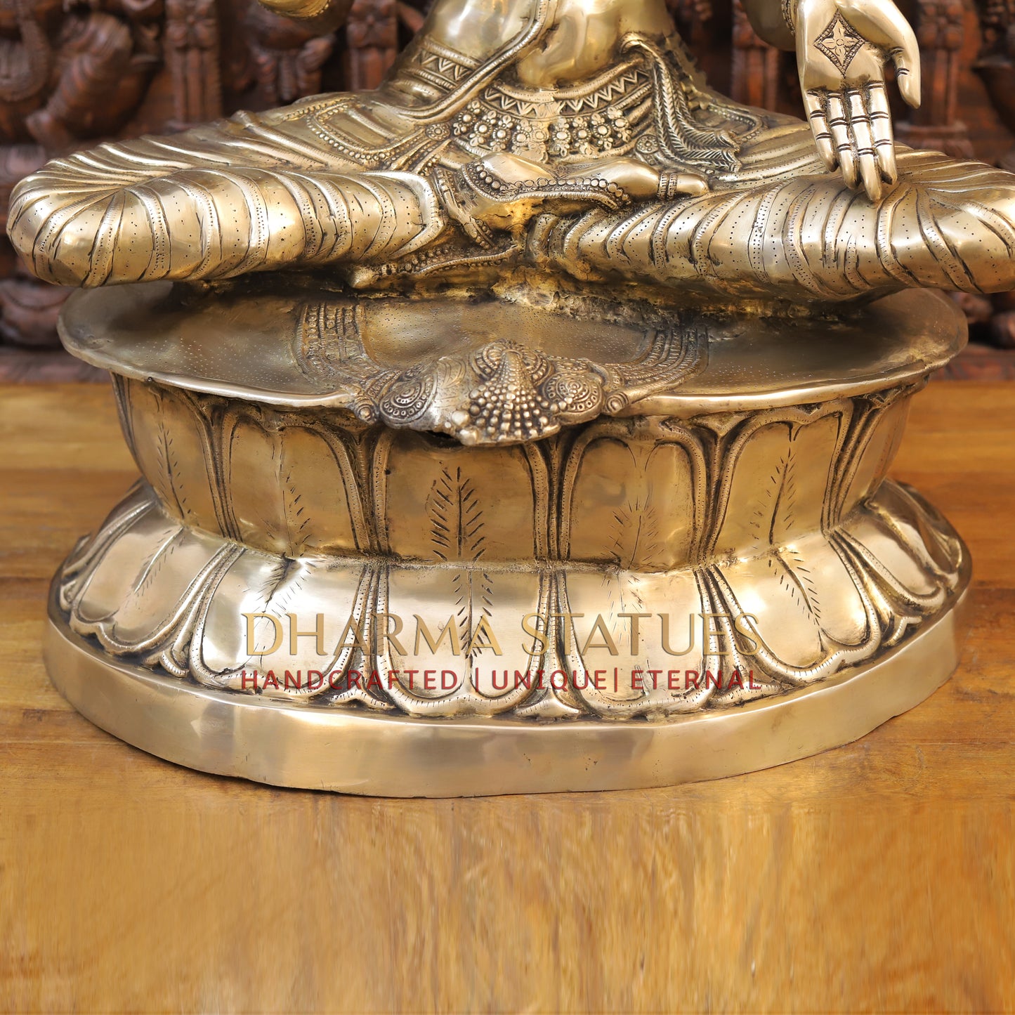 Brass Lakshmi, Blessing Posture, Golden Finish, 35.5"
