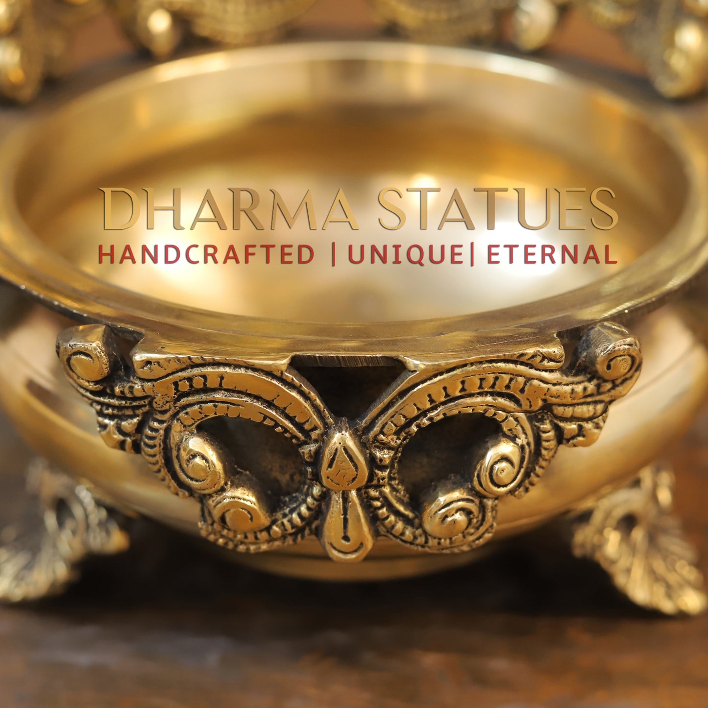 Brass Ganesh Urli, Golden Finish, 10"