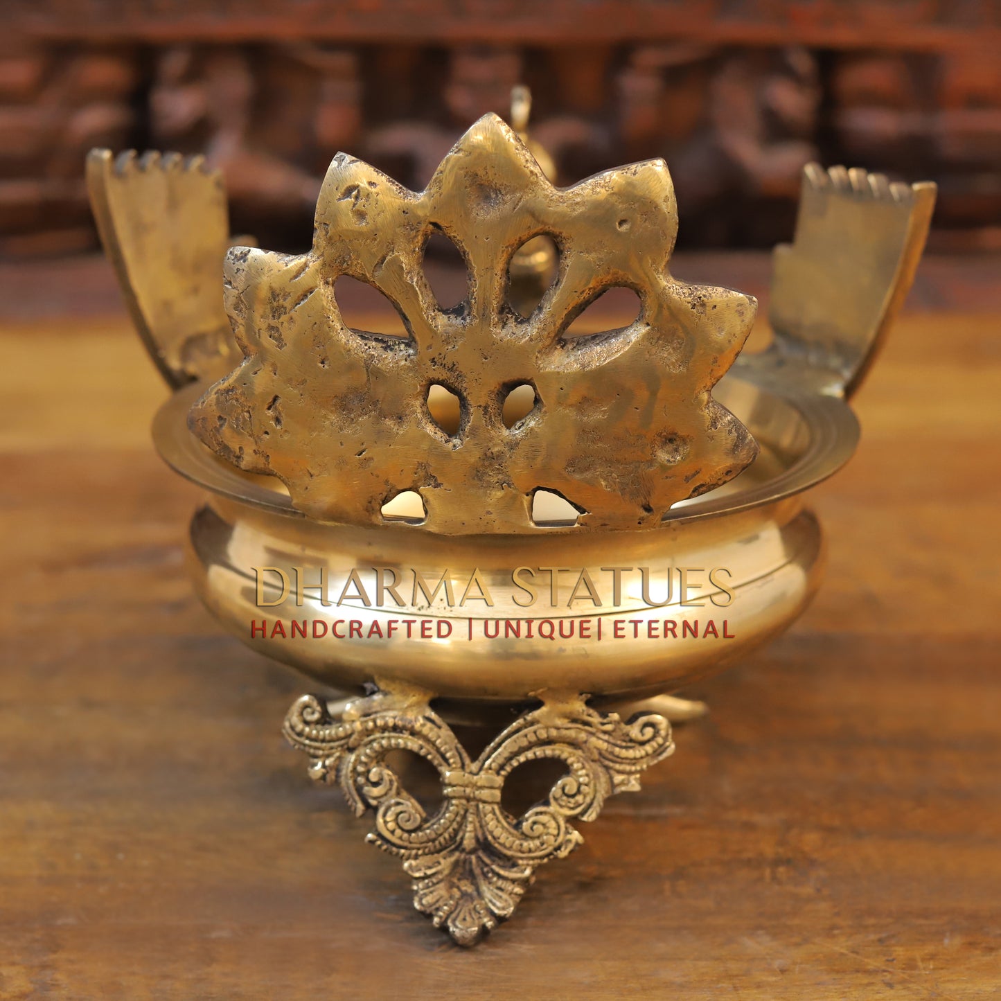 Brass Peacock Urli, Golden Finish, 9"