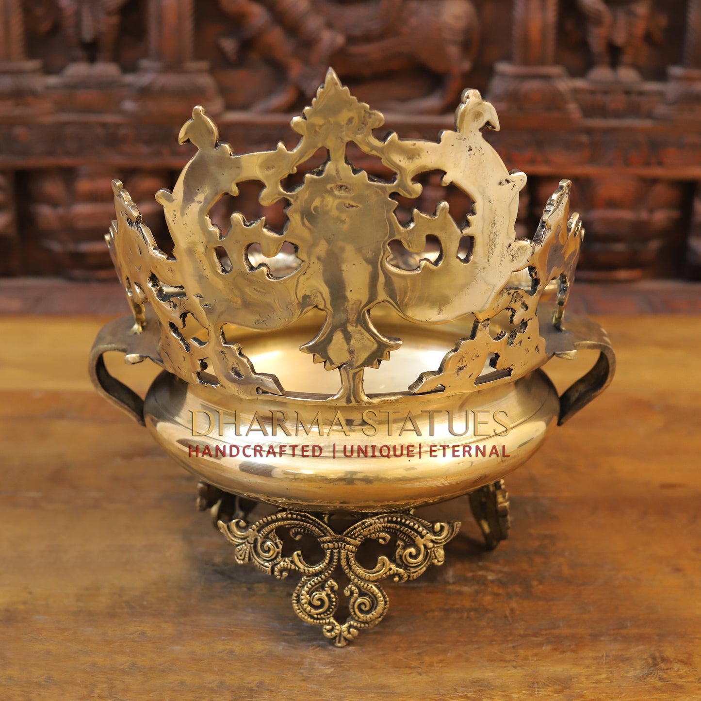 Brass Urli with Bells, Golden Finish, 13.5"