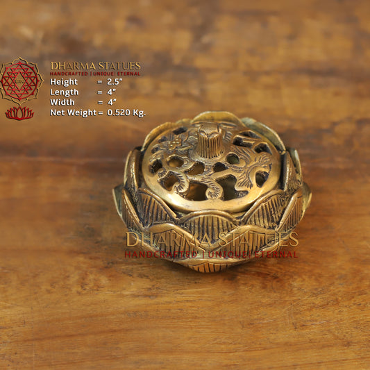 Brass Lotus Shaped Inscense Burner, Fine Golden Finish 2.5"