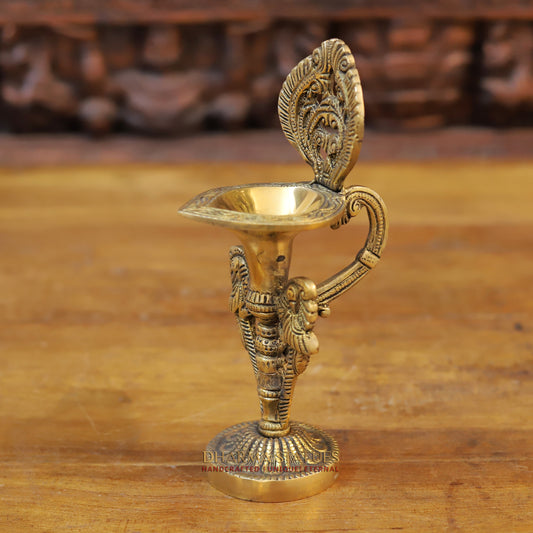 Brass Parrot Lamps, Fine Golden Finish 9"