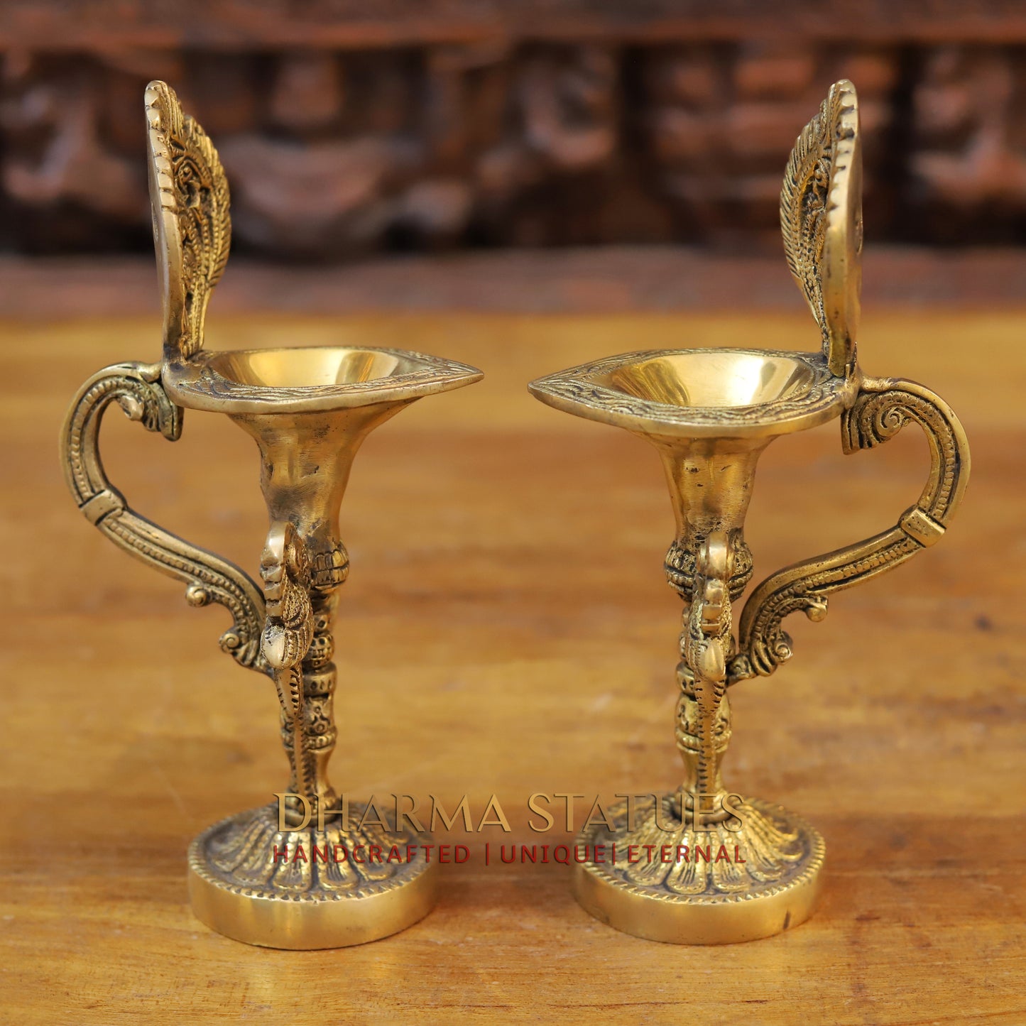 Brass Parrot Lamps, Fine Golden Finish 9"