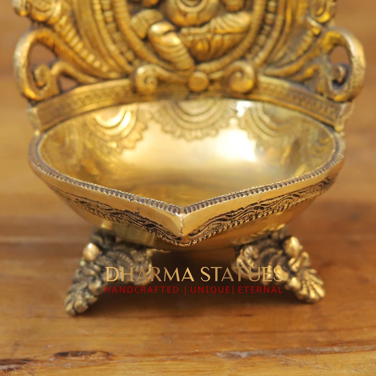Brass Ganesh Diya, Fine Golden Finish 7"