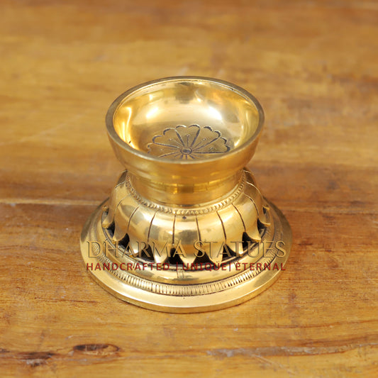 Brass Blooming Lotus Diya, Fine  Golden Finish 3"