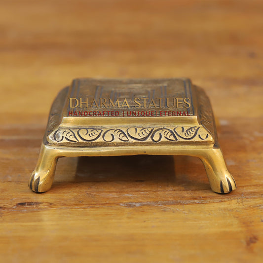 Brass Pooja Chowki, Fine Golden Finish 2"