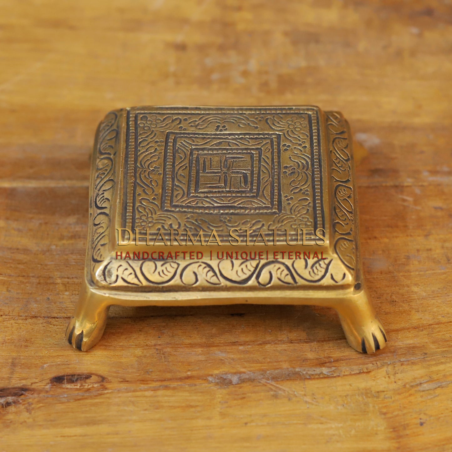 Brass Pooja Chowki, Fine Golden Finish 2"