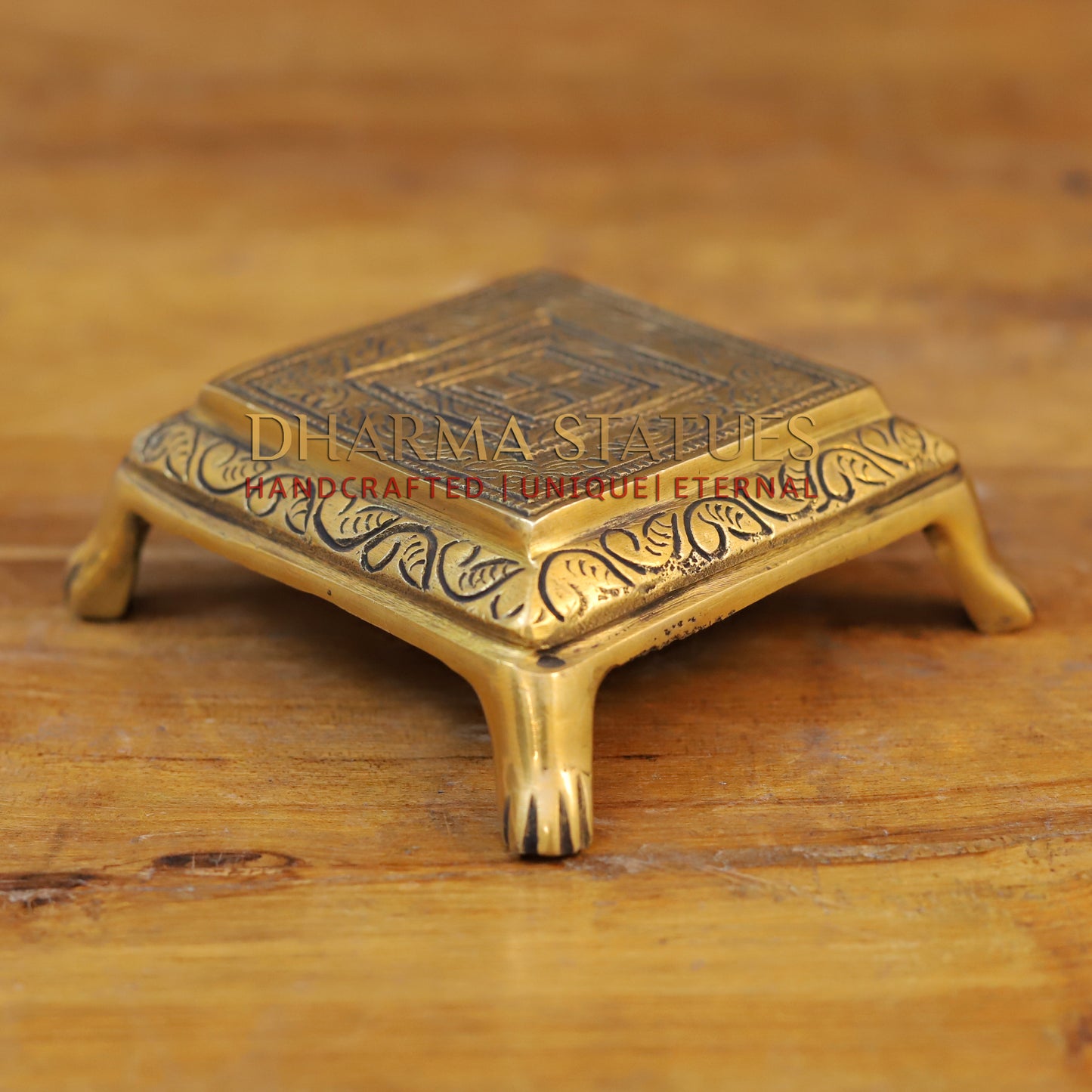 Brass Pooja Chowki, Fine Golden Finish 2"