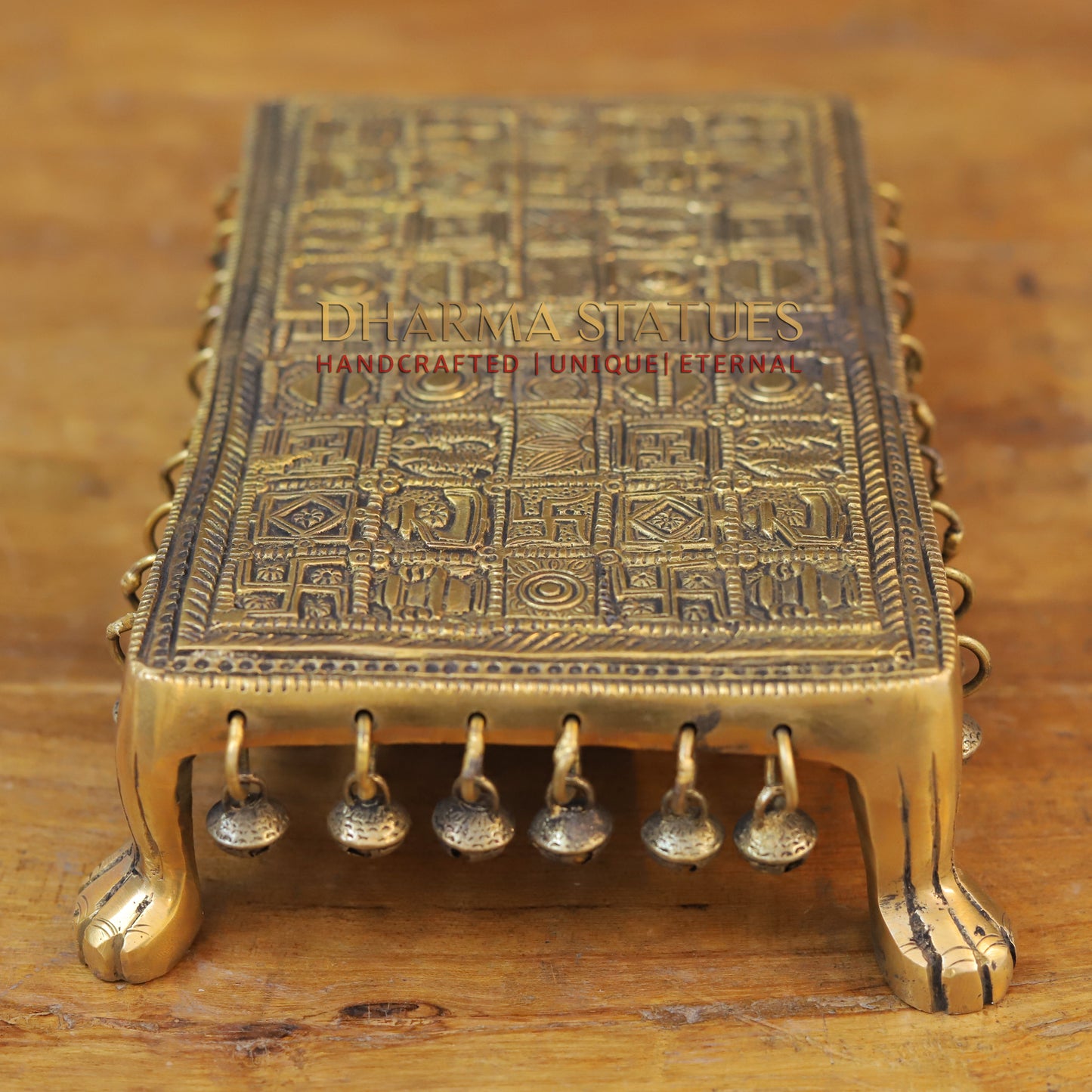 Brass Pooja Chowki, Fine Golden Finish 3"