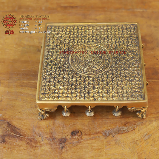 Brass Chowki, Fine Golden Finish 2.5"