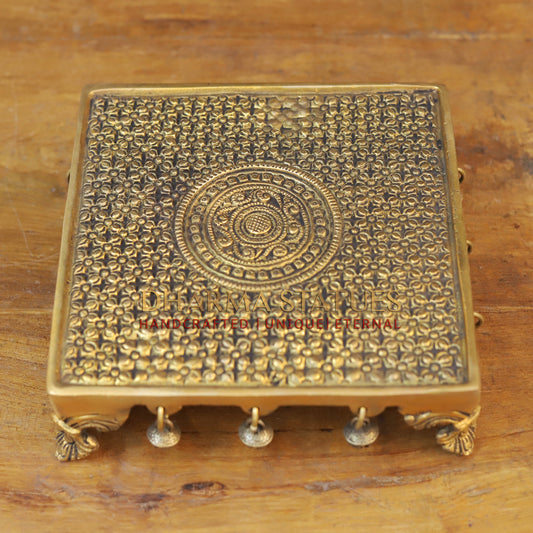 Brass Chowki, Fine Golden Finish 2.5"