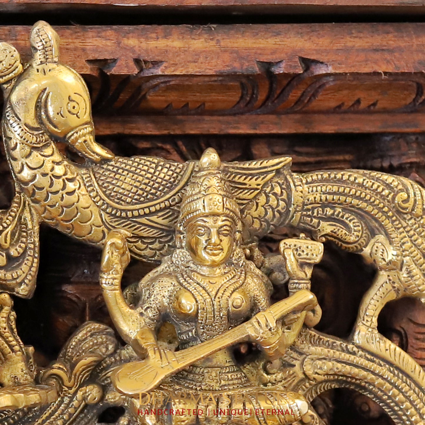 Brass Lakshmi, ganesh, saraswati Wall Hanging, fine Golden Finish 14"