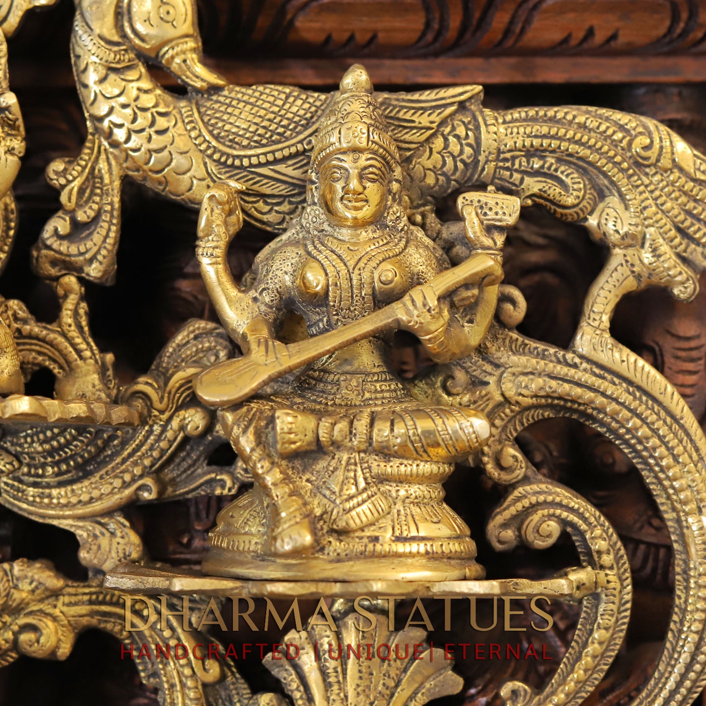 Brass Lakshmi, ganesh, saraswati Wall Hanging, fine Golden Finish 14"