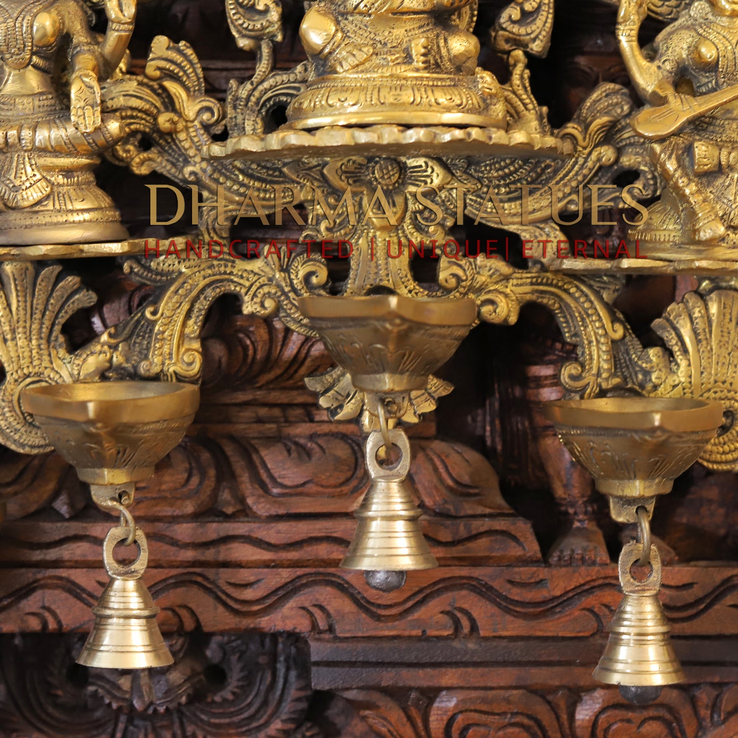 Brass Lakshmi, ganesh, saraswati Wall Hanging, fine Golden Finish 14"