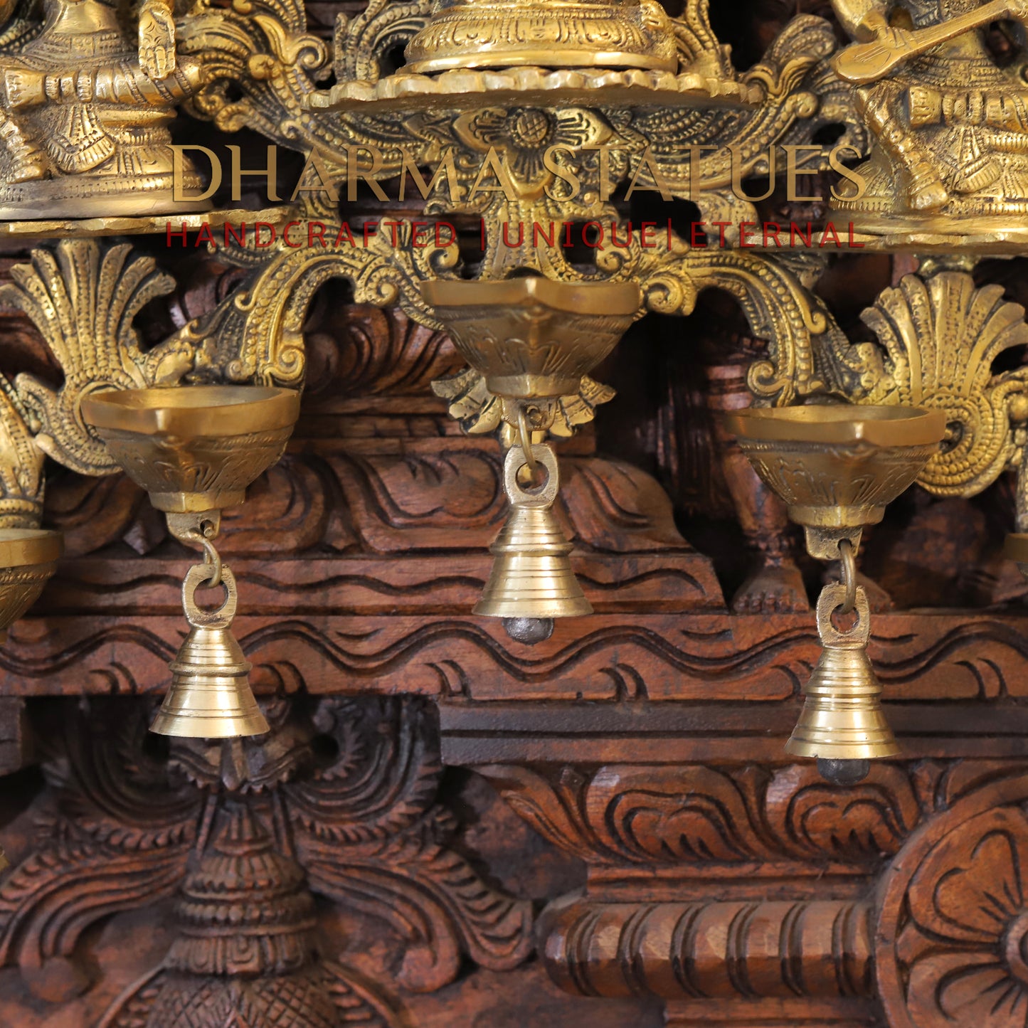 Brass Lakshmi, ganesh, saraswati Wall Hanging, fine Golden Finish 14"