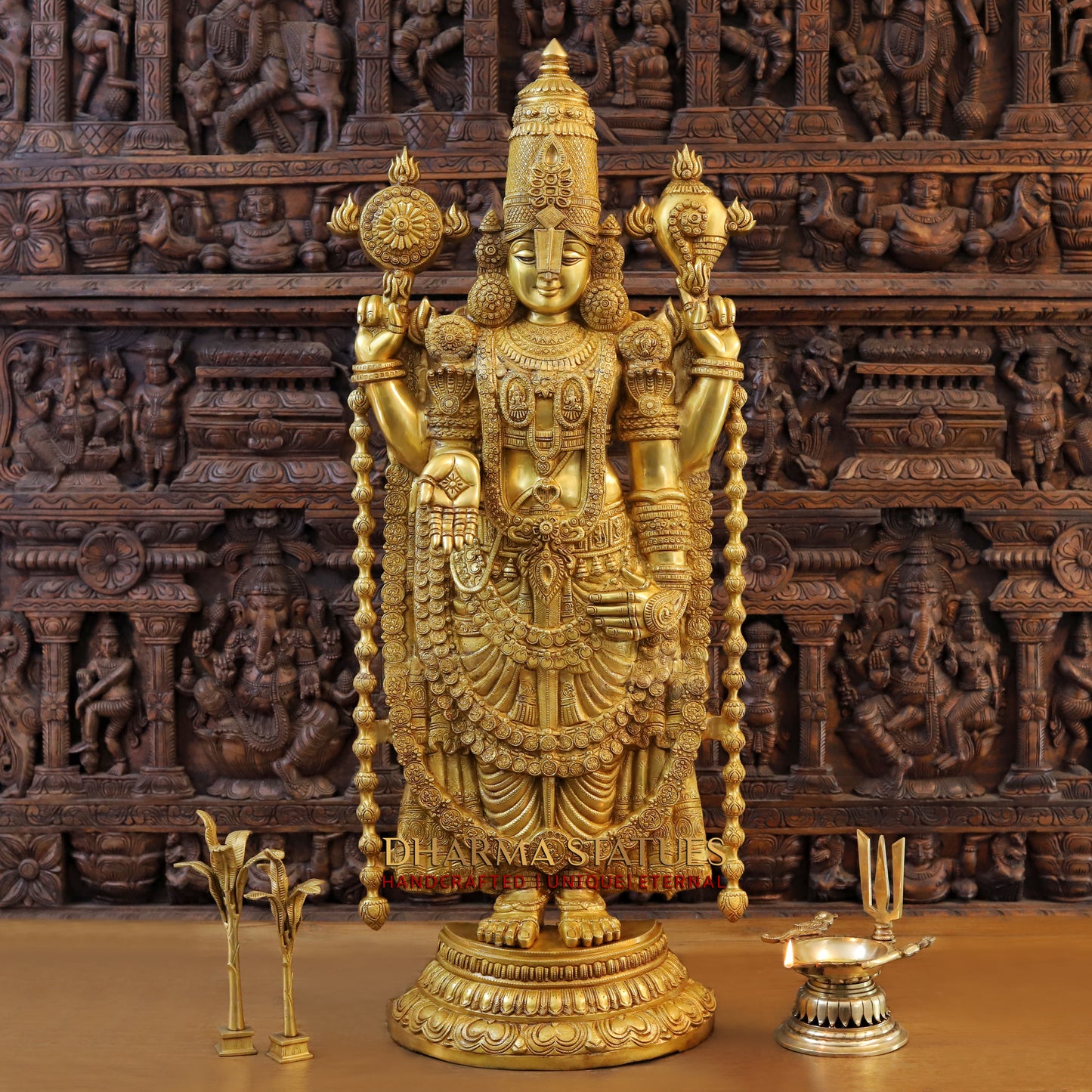 Brass Tirupati Balaji, Golden Finish, 47"