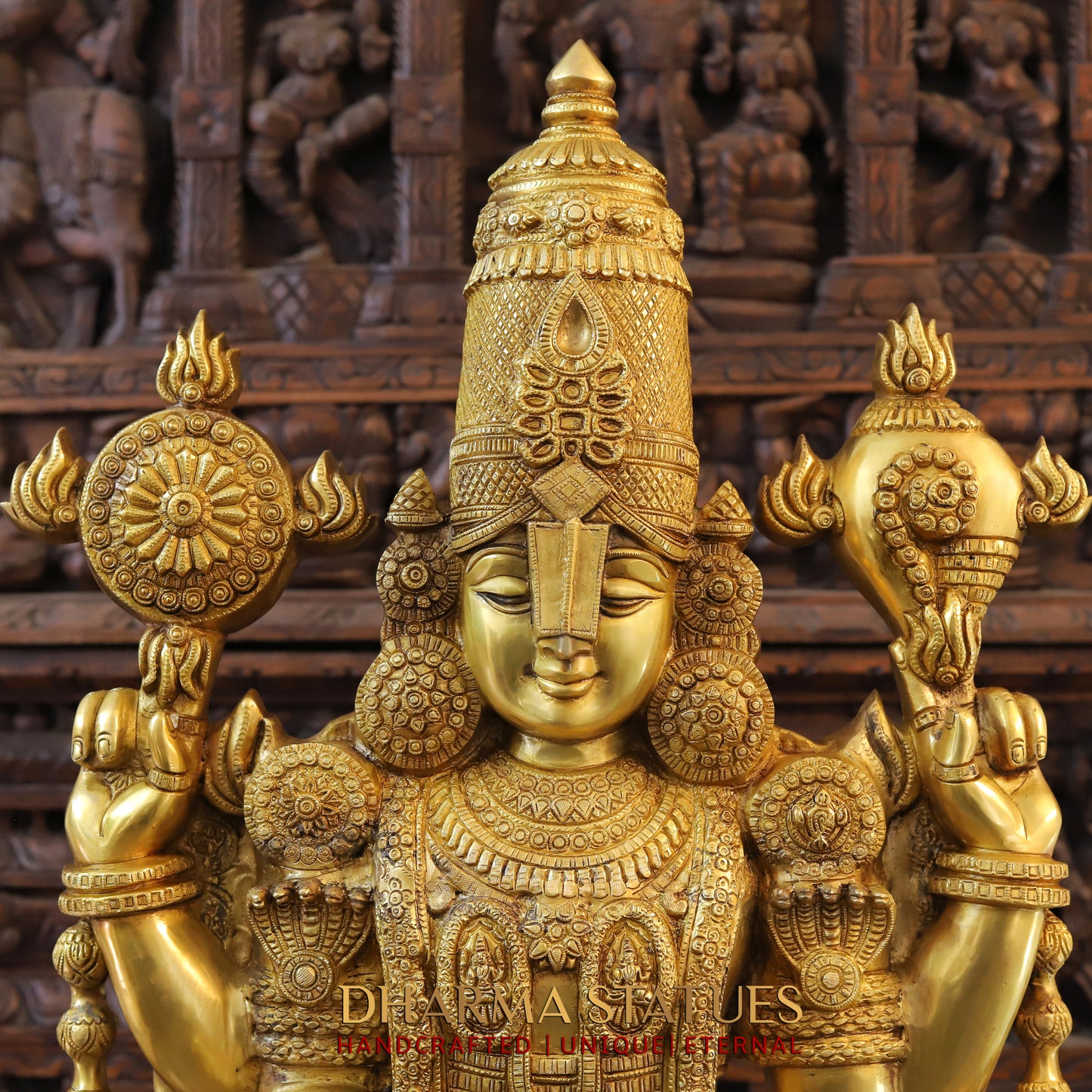Brass Tirupati Balaji, Golden Finish, 47"
