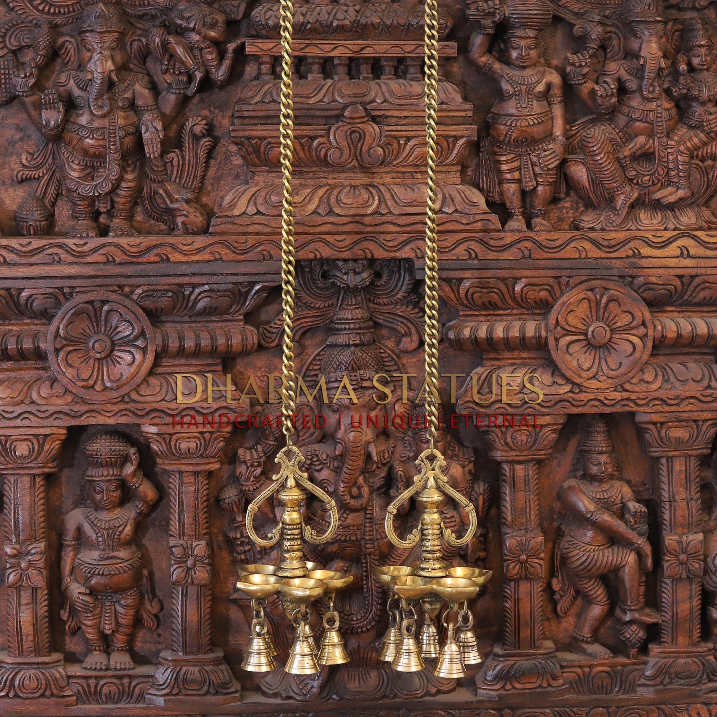 Brass Hanging Diya, Fine Golden Finish 25"