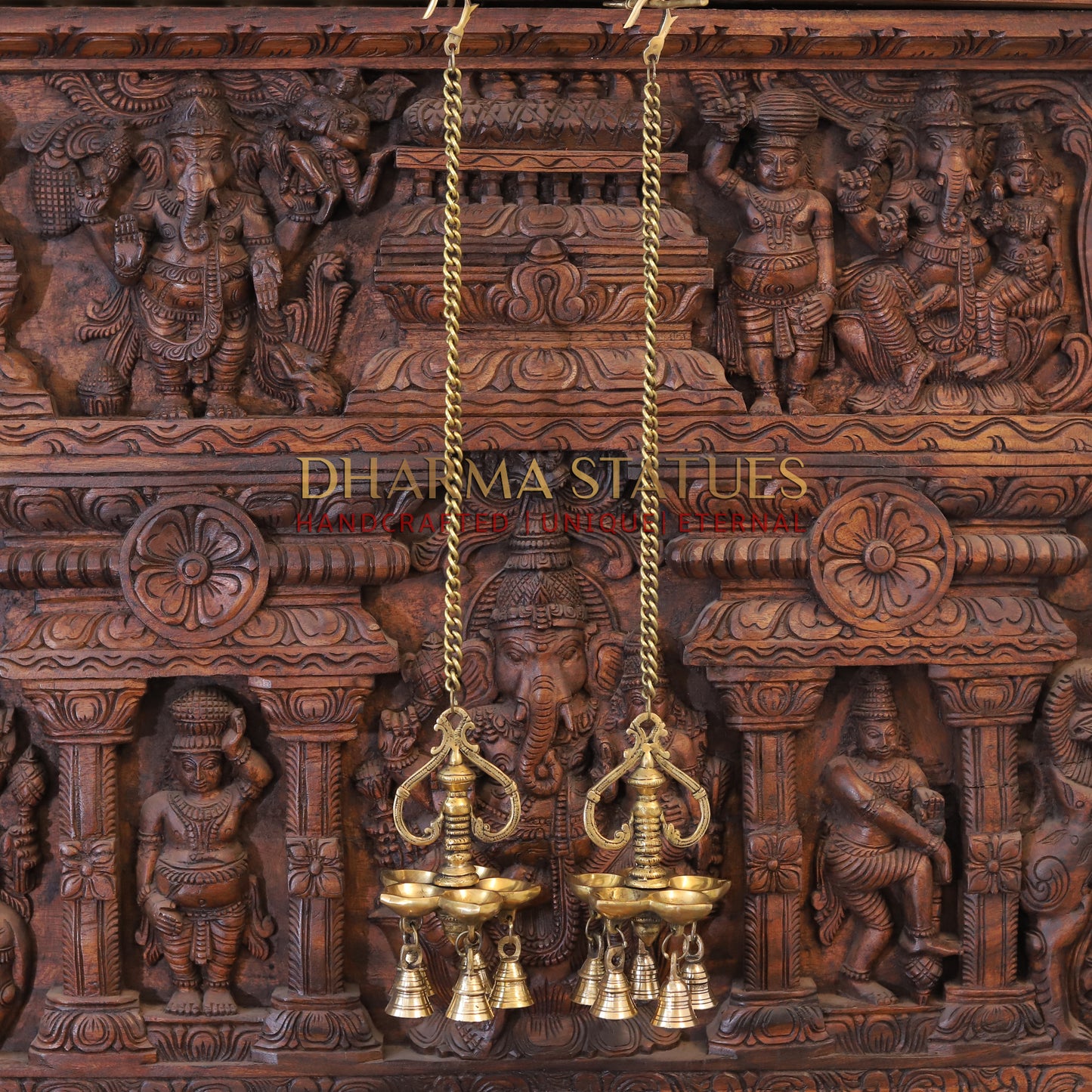 Brass Hanging Diya, Fine Golden Finish 25"