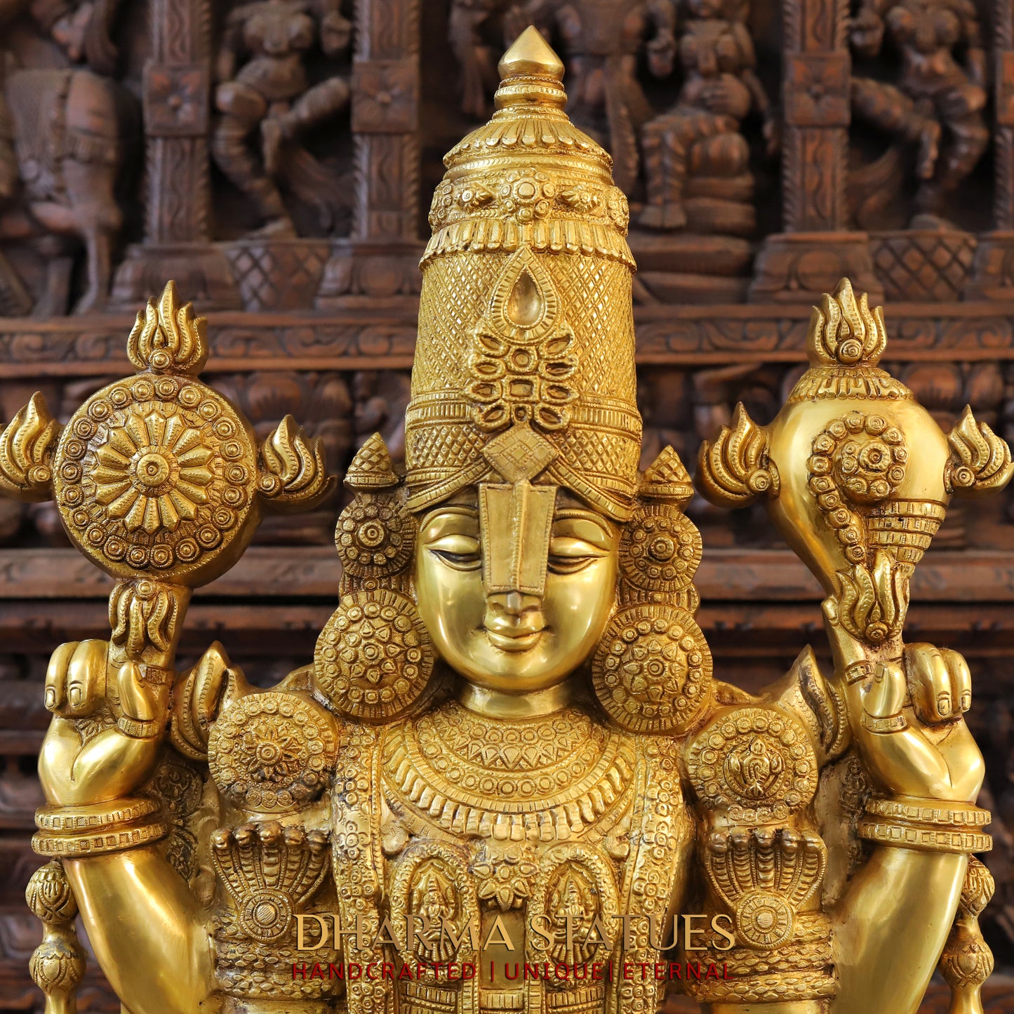 Brass Tirupati Balaji, Golden Finish, 47"