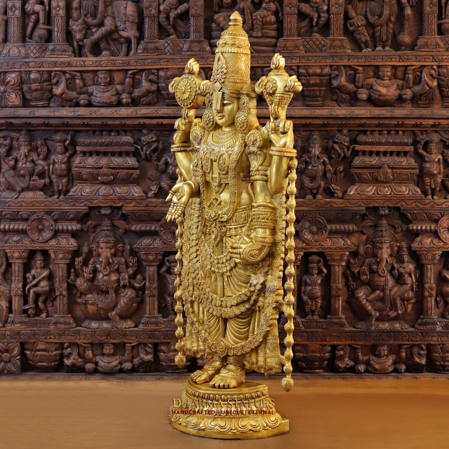 Brass Tirupati Balaji, Golden Finish, 47"