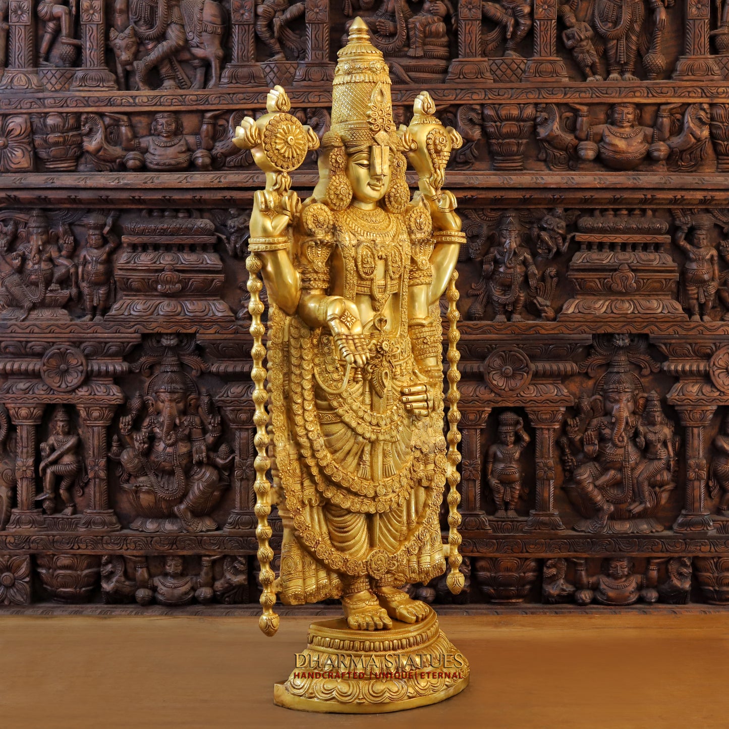 Brass Tirupati Balaji, Golden Finish, 47"