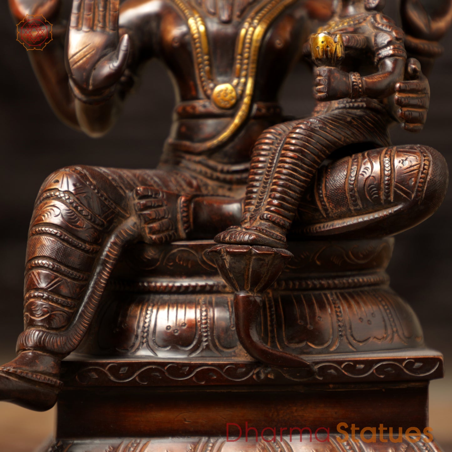 Brass Lakshmi Narsimha, Copper & Golden Finish, 13.5"