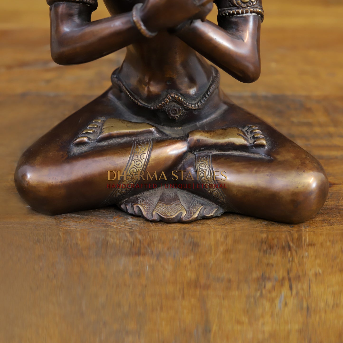 Brass Buddha in Vajra-Humkara Mudra, Copper & Golden Finish, 13.5"