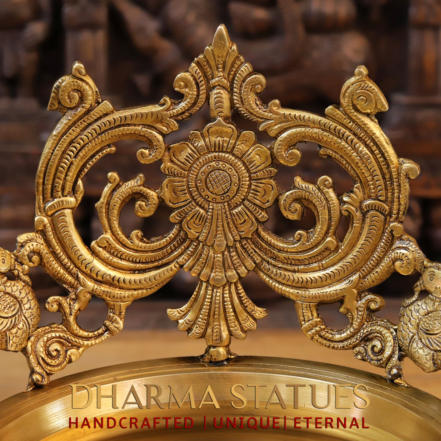 Brass Urli with 5 Diya, Golden Finish, 12.5"