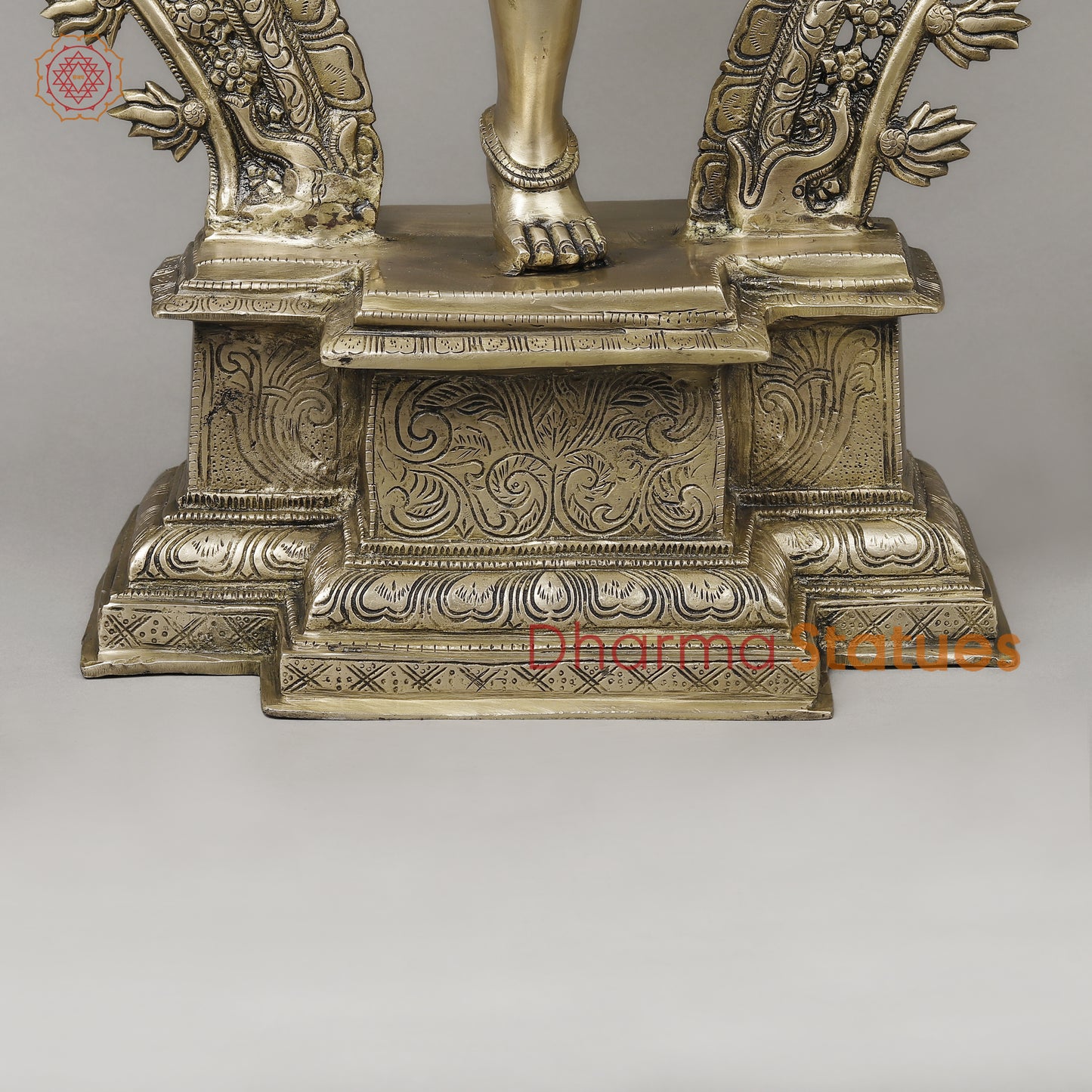 Brass Nataraja in Ananda-Tandava with Frame, Fine Golden Finish, 35"